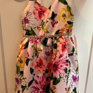 Floral Kids Dress with Pink and Yellow Accents